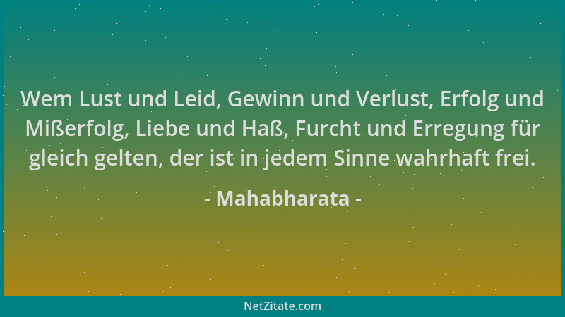 Mahabharata - Wem Lust und Leid, Gewinn und Verlust, Erfolg und Mißerfolg, Liebe und Haß, Furcht und Erregung für gleich ge...