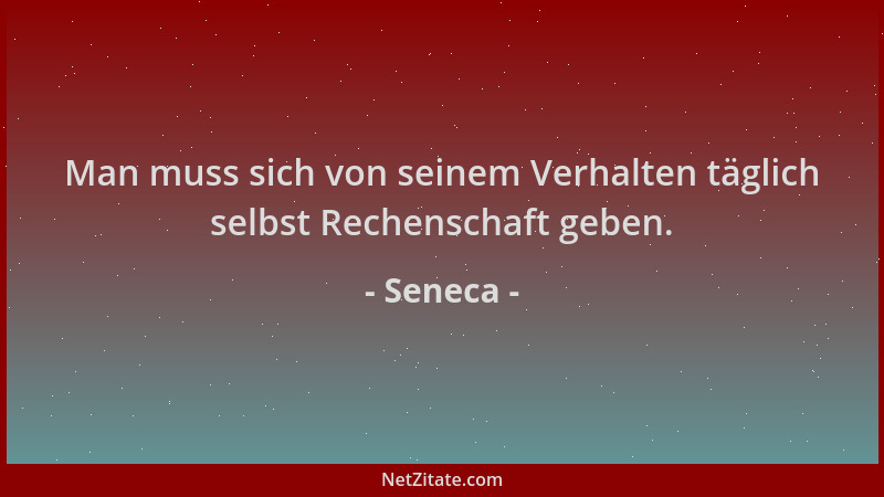 Seneca - Man muss sich von seinem Verhalten täglich selbst Rechenschaft geben....