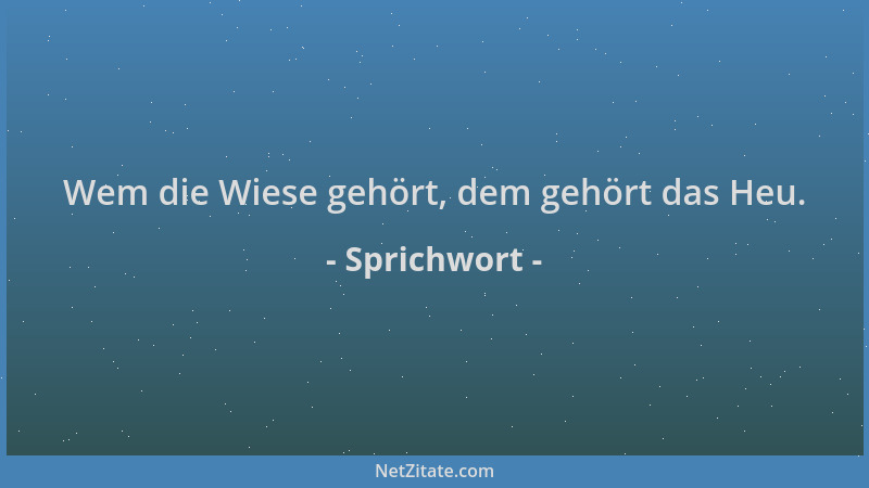 Sprichwort - Wem die Wiese gehört, dem gehört das Heu....