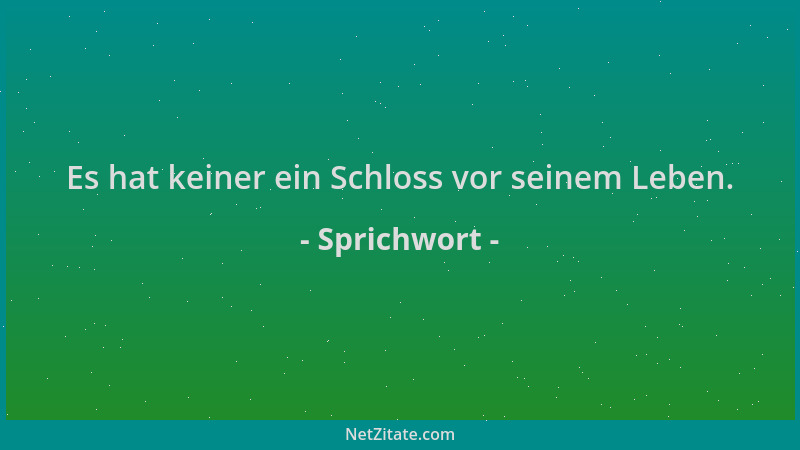 Sprichwort - Es hat keiner ein Schloss vor seinem Leben....
