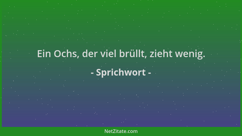 Sprichwort - Ein Ochs, der viel brüllt, zieht wenig....