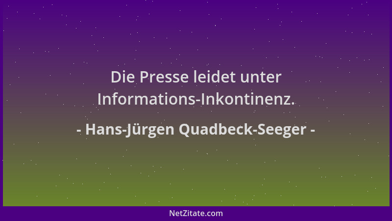 Hans-Jürgen Quadbeck-Seeger - Die Presse leidet unter Informations-Inkontinenz....