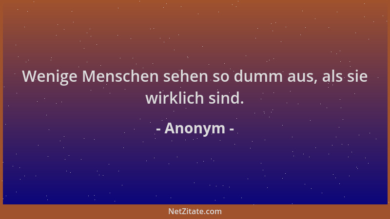Anonym - Wenige Menschen sehen so dumm aus, als sie wirklich sind....