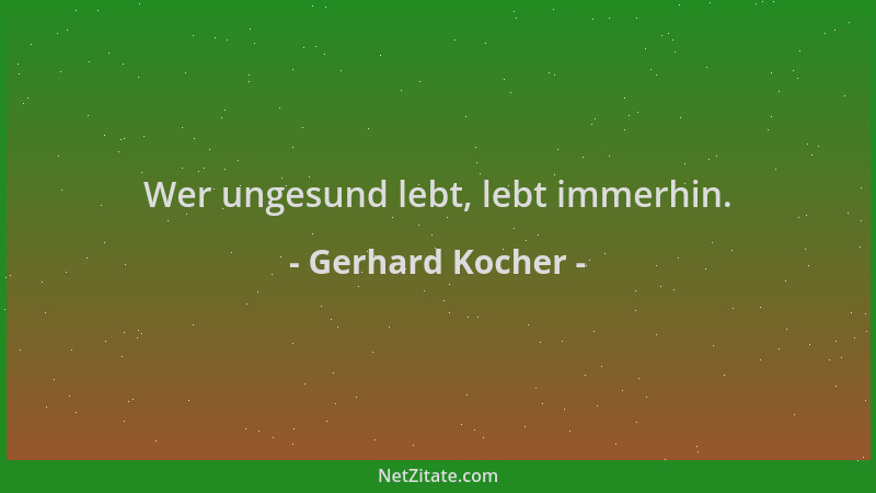 Gerhard Kocher - Wer ungesund lebt, lebt immerhin....