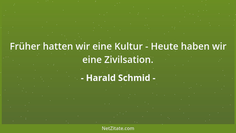Harald Schmid - Früher hatten wir eine Kultur - Heute haben wir eine Zivilsation....