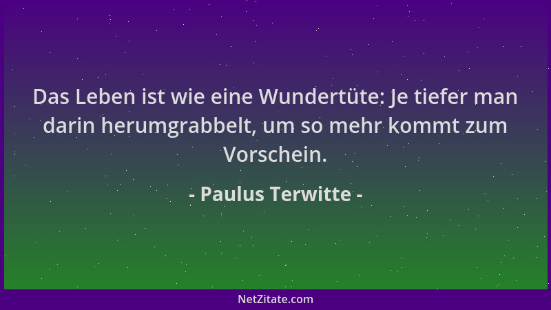 Paulus Terwitte - Das Leben ist wie eine Wundertüte: Je tiefer man darin herumgrabbelt, um so mehr kommt zum Vorschein....