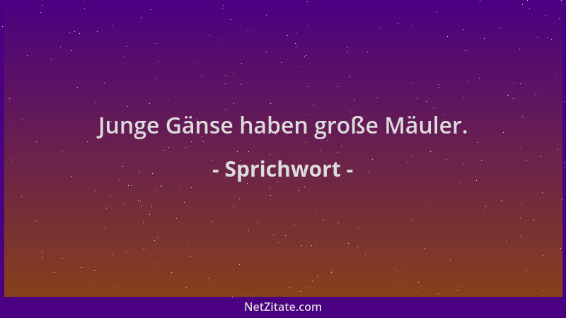 Sprichwort - Junge Gänse haben große Mäuler....