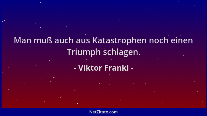 Viktor Frankl - Man muß auch aus Katastrophen noch einen Triumph schlagen....