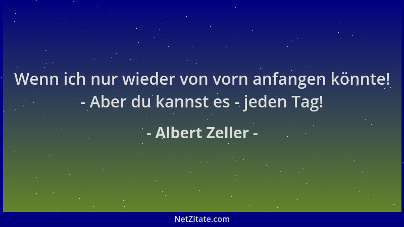 Albert Zeller - Wenn ich nur wieder von vorn anfangen könnte! - Aber du kannst es - jeden Tag!...