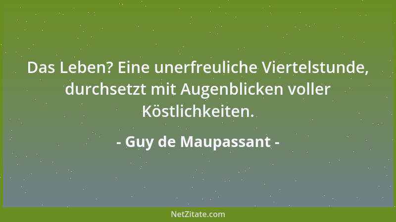 Guy de Maupassant - Das Leben? Eine unerfreuliche Viertelstunde, durchsetzt mit Augenblicken voller Köstlichkeiten....