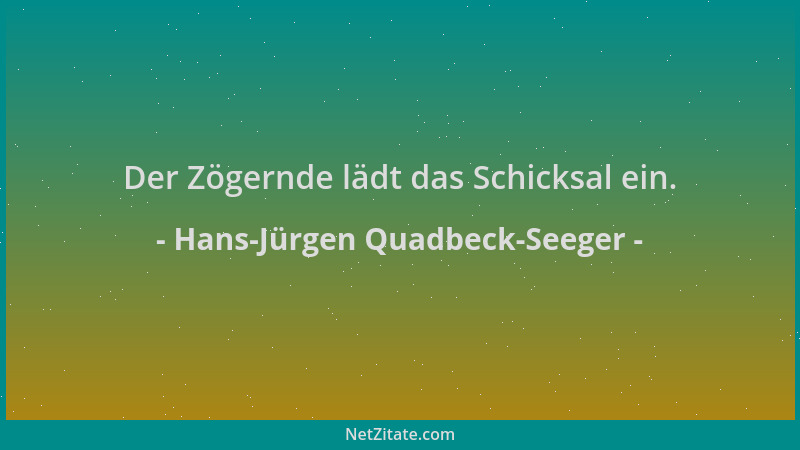 Hans-Jürgen Quadbeck-Seeger - Der Zögernde lädt das Schicksal ein....
