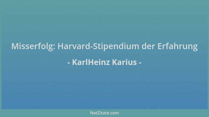 KarlHeinz Karius - Misserfolg: Harvard-Stipendium der Erfahrung...
