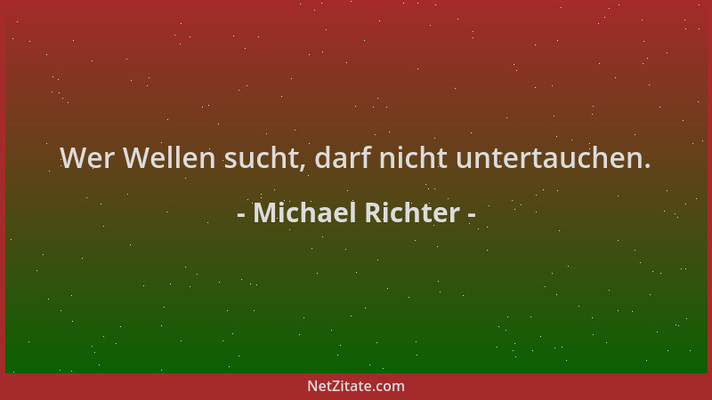 Michael Richter - Wer Wellen sucht, darf nicht untertauchen....