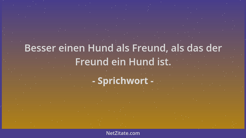 Sprichwort - Besser einen Hund als Freund, als das der Freund ein Hund ist....