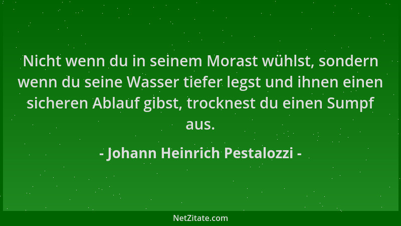 Johann Heinrich Pestalozzi - Nicht wenn du in seinem Morast wühlst, sondern wenn du seine Wasser tiefer legst und ihnen ein...