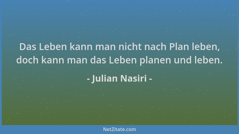 Julian Nasiri - Das Leben kann man nicht nach Plan leben, doch kann man das Leben planen und leben....