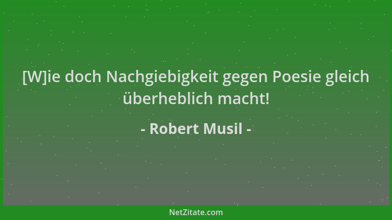 Robert Musil - [W]ie doch Nachgiebigkeit gegen Poesie gleich überheblich macht!...
