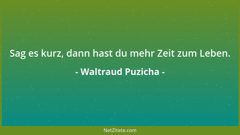 Waltraud Puzicha - Sag es kurz, dann hast du mehr Zeit zum Leben....