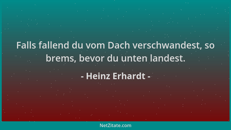 Heinz Erhardt - Falls fallend du vom Dach verschwandest, so brems, bevor du unten landest....