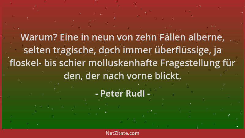 Peter Rudl - Warum? Eine in neun von zehn Fällen alberne, selten tragische, doch immer überflüssige, ja floskel- bis schier...