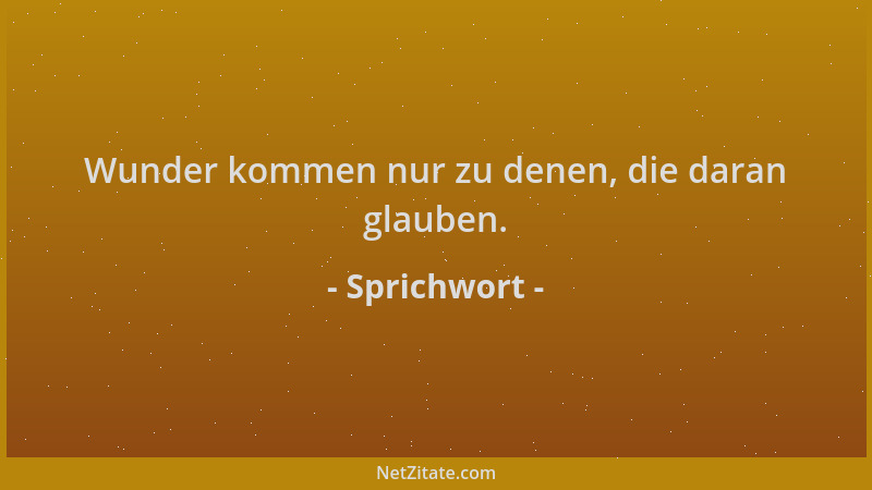 Sprichwort - Wunder kommen nur zu denen, die daran glauben....