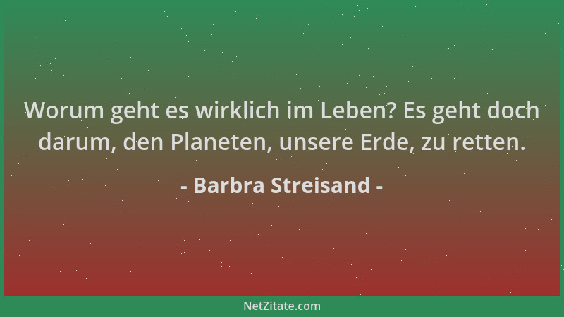 Barbra Streisand - Worum geht es wirklich im Leben? Es geht doch darum, den Planeten, unsere Erde, zu retten....