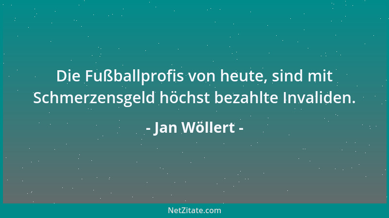 Jan Wöllert - Die Fußballprofis von heute, sind mit Schmerzensgeld höchst bezahlte Invaliden....