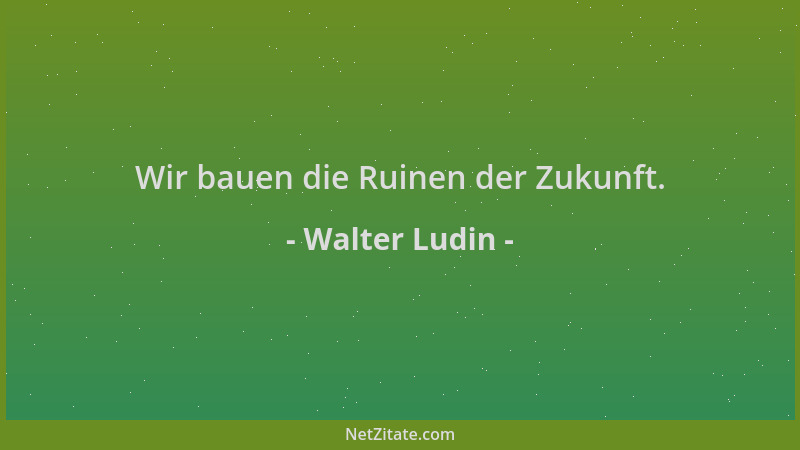 Walter Ludin - Wir bauen die Ruinen der Zukunft....