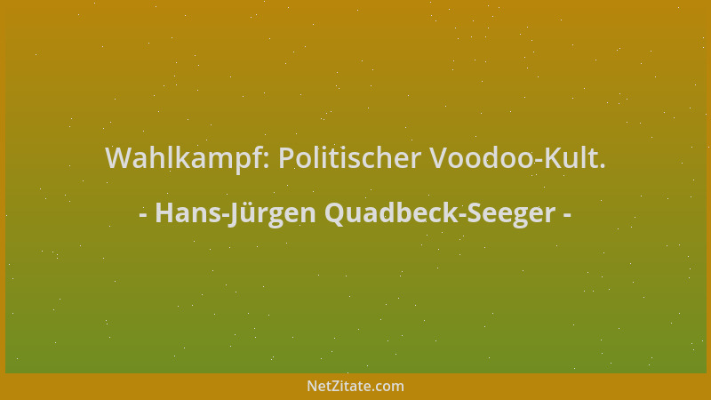 Hans-Jürgen Quadbeck-Seeger - Wahlkampf: Politischer Voodoo-Kult....