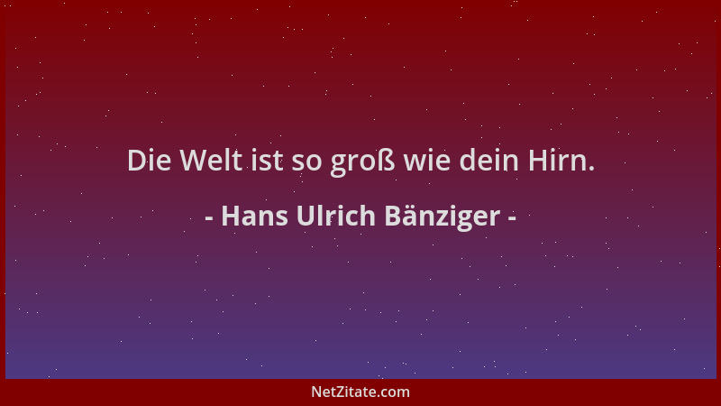 Hans Ulrich Bänziger - Die Welt ist so groß wie dein Hirn....