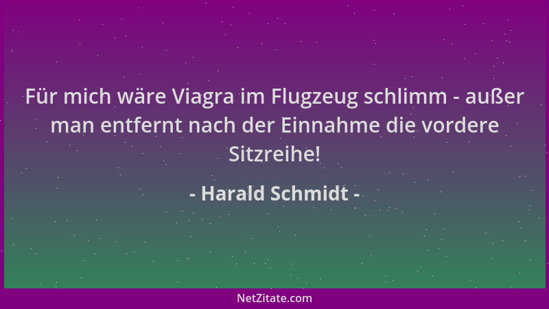 Harald Schmidt - Für mich wäre Viagra im Flugzeug schlimm - außer man entfernt nach der Einnahme die vordere Sitzreihe!...