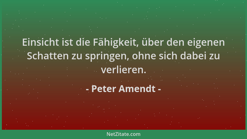Peter Amendt - Einsicht ist die Fähigkeit, über den eigenen Schatten zu springen, ohne sich dabei zu verlieren....