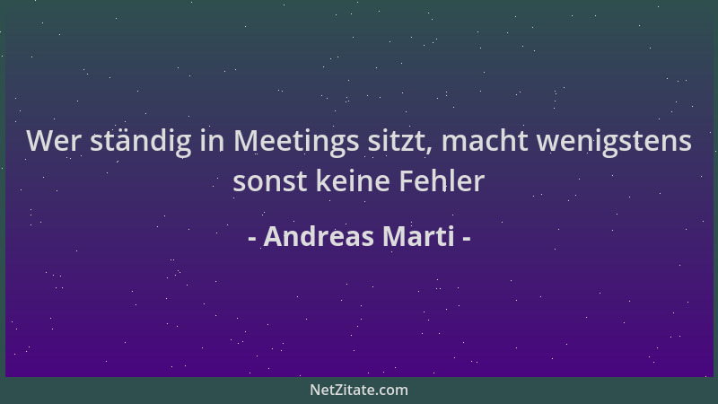 Andreas Marti - Wer ständig in Meetings sitzt, macht wenigstens sonst keine Fehler...