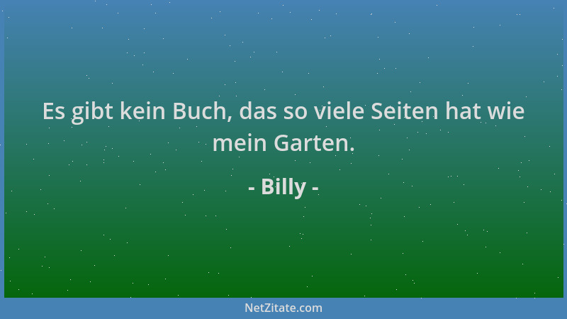 Billy - Es gibt kein Buch, das so viele Seiten hat wie mein Garten....
