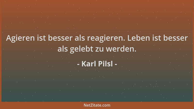 Karl Pilsl - Agieren ist besser als reagieren. Leben ist besser als gelebt zu werden....