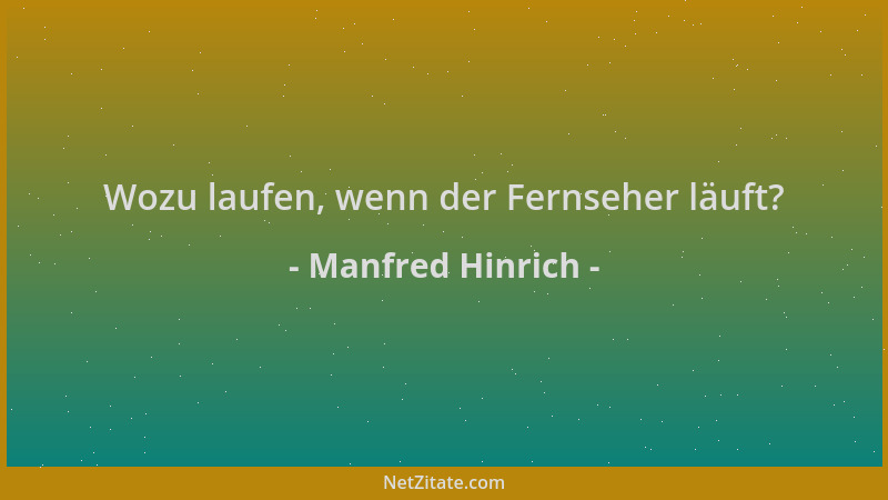 Manfred Hinrich - Wozu laufen, wenn der Fernseher läuft?...