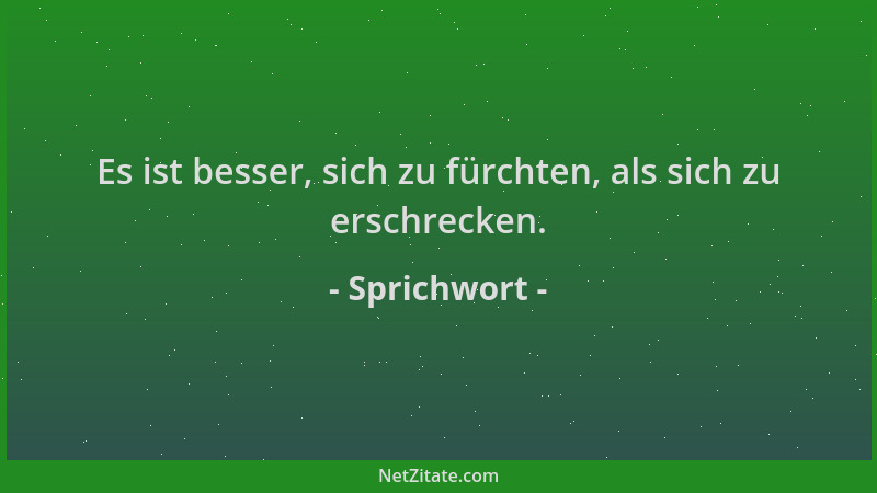 Sprichwort - Es ist besser, sich zu fürchten, als sich zu erschrecken....