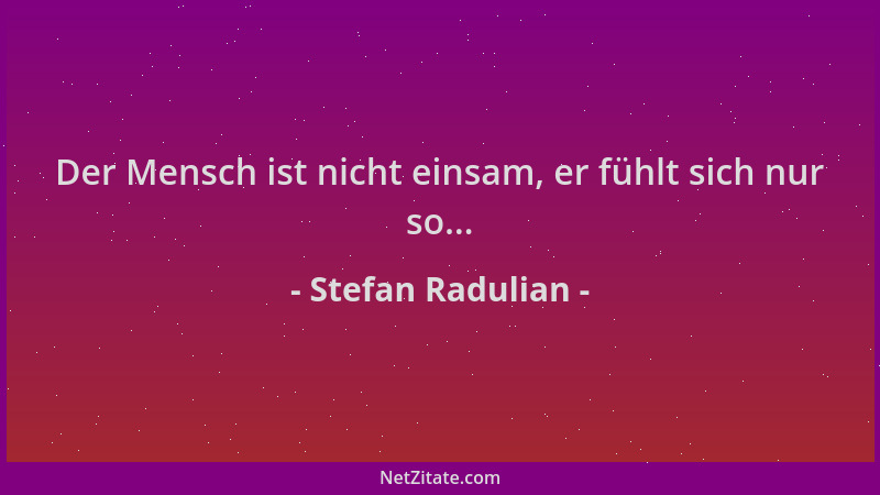 Stefan Radulian - Der Mensch ist nicht einsam, er fühlt sich nur so......