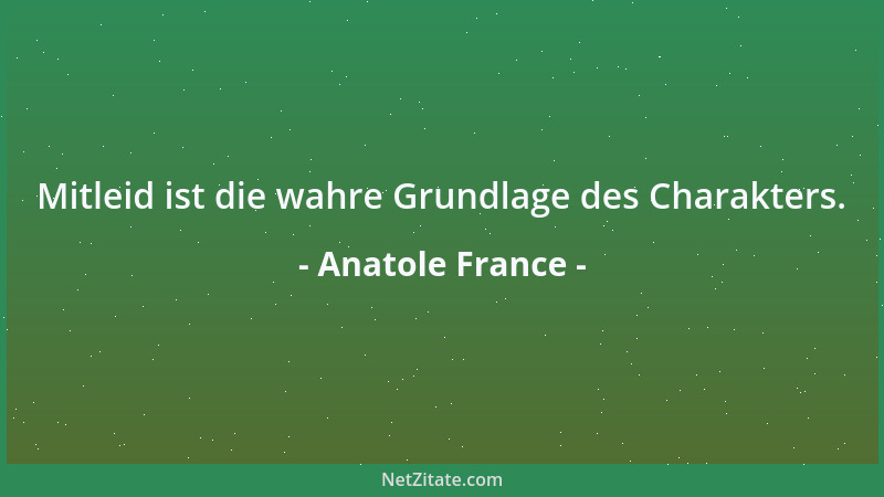 Anatole France - Mitleid ist die wahre Grundlage des Charakters....
