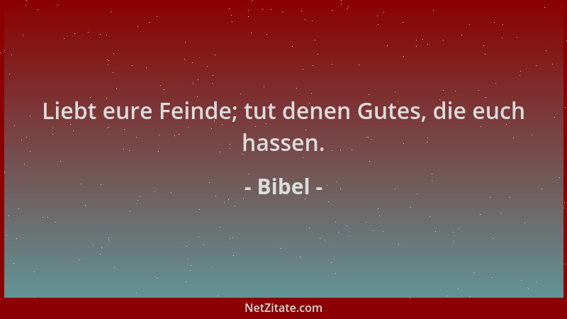 Bibel - Liebt eure Feinde; tut denen Gutes, die euch hassen....