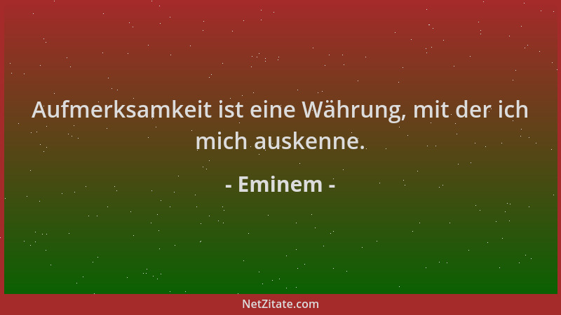 Eminem - Aufmerksamkeit ist eine Währung, mit der ich mich auskenne....