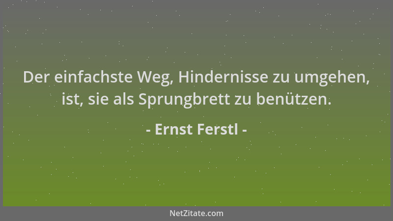 Ernst Ferstl - Der einfachste Weg, Hindernisse zu umgehen, ist, sie als Sprungbrett zu benützen....