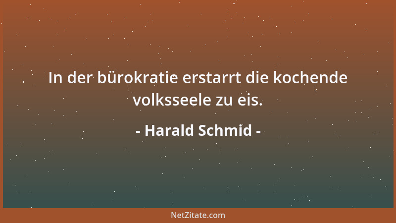 Harald Schmid - In der bürokratie erstarrt die kochende volksseele zu eis....