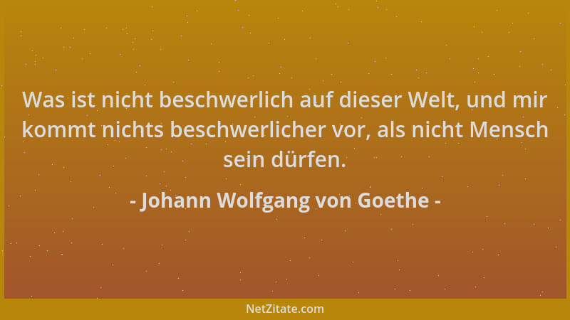 Johann Wolfgang von Goethe - Was ist nicht beschwerlich auf dieser Welt, und mir kommt nichts beschwerlicher vor, als nicht...