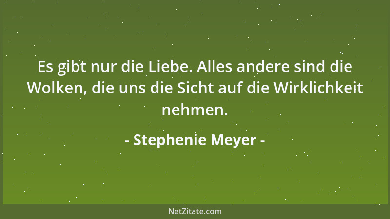 Stephenie Meyer - Es gibt nur die Liebe. Alles andere sind die Wolken, die uns die Sicht auf die Wirklichkeit nehmen....