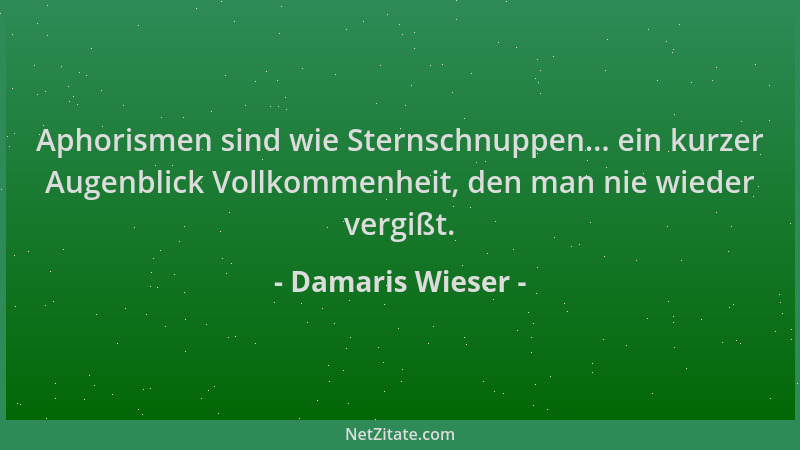 Damaris Wieser - Aphorismen sind wie Sternschnuppen... ein kurzer Augenblick Vollkommenheit, den man nie wieder vergißt....