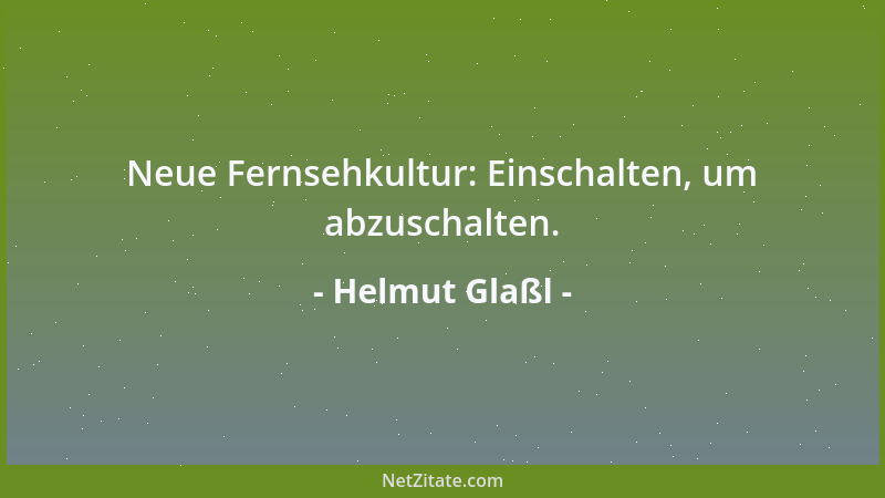Helmut Glaßl - Neue Fernsehkultur: Einschalten, um abzuschalten....