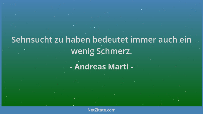 Andreas Marti - Sehnsucht zu haben bedeutet immer auch ein wenig Schmerz....