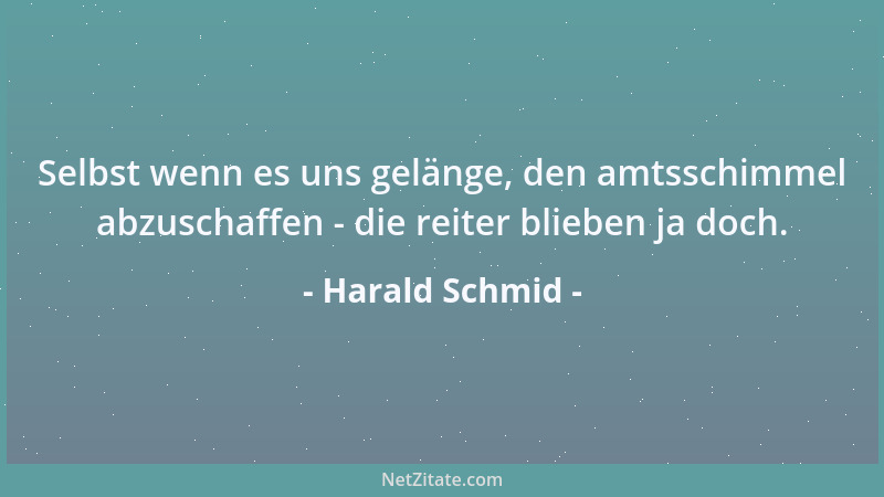 Harald Schmid - Selbst wenn es uns gelänge, den amtsschimmel abzuschaffen - die reiter blieben ja doch....