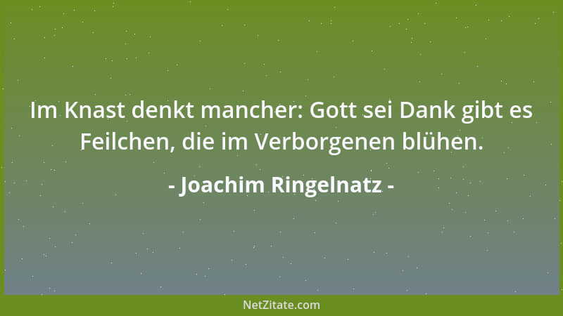 Joachim Ringelnatz - Im Knast denkt mancher: Gott sei Dank gibt es Feilchen, die im Verborgenen blühen....